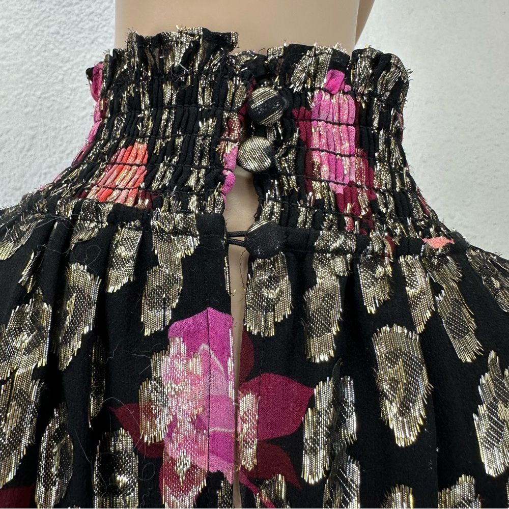 Kate Spade mini dress metallic black Rose Garden retro cottage Fairy coquette - Picture 12 of 13